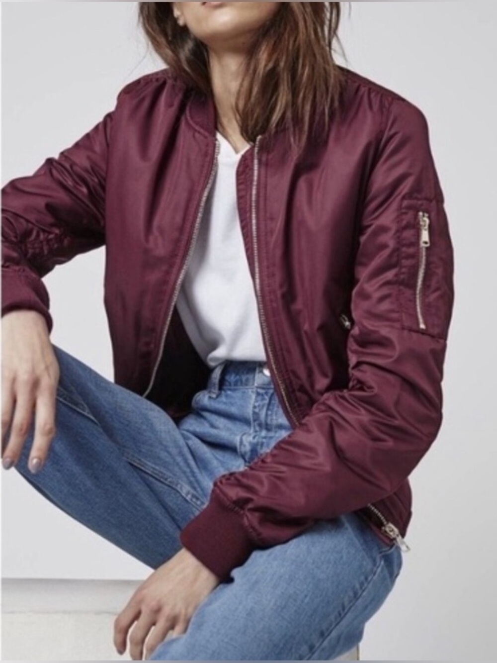 Gap Women’s Burgundy maroon wine red primaloft Bomber Jacket size XL